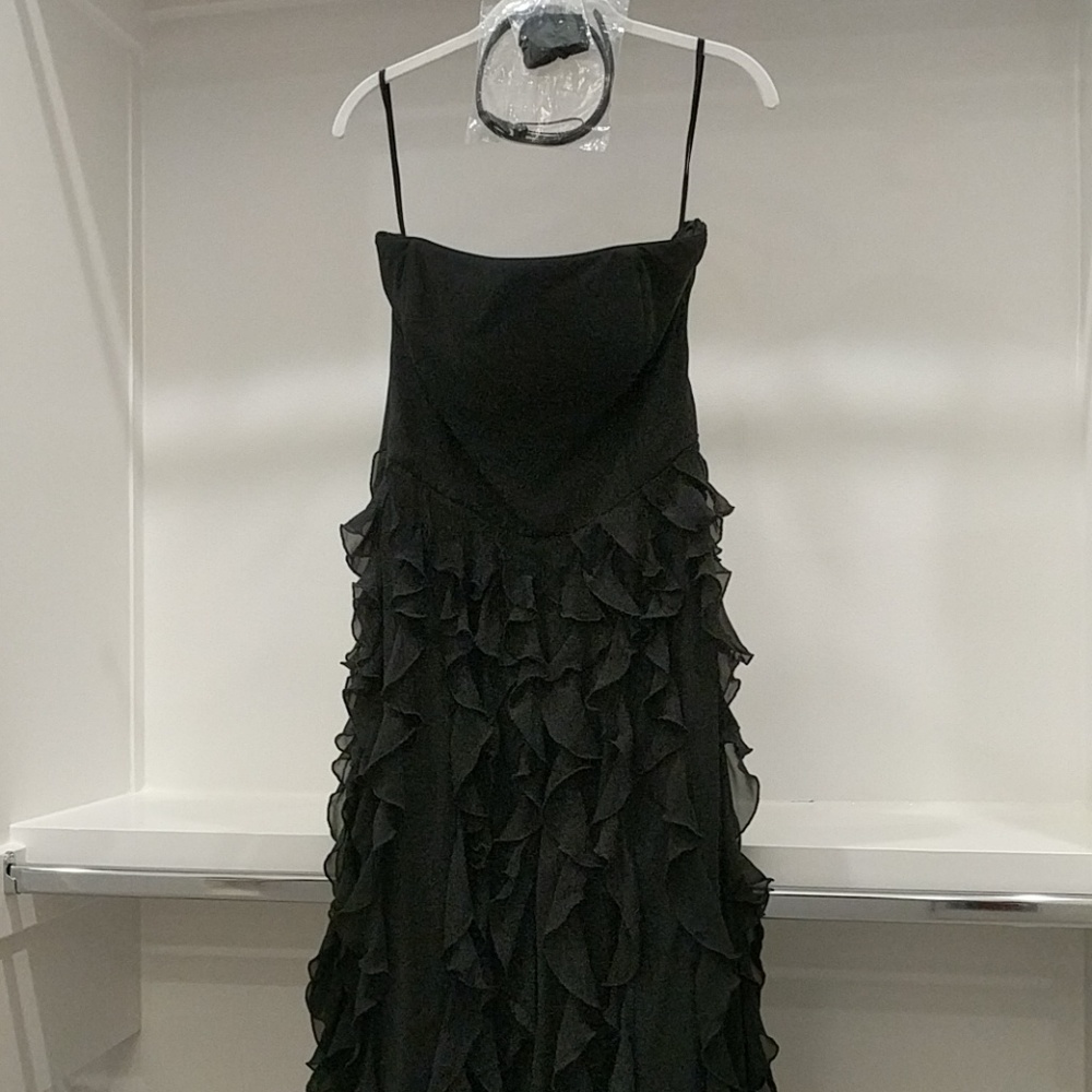 White House Black Market WHBM Waterfall Gown Black